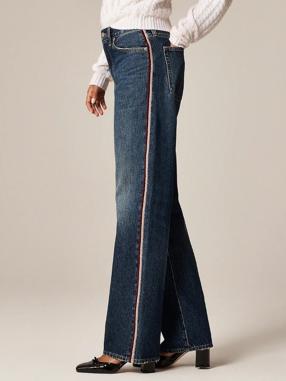 J Crew Mid-rise relaxed straight jean velvet stripe CP301 Western Size 27 Rigid